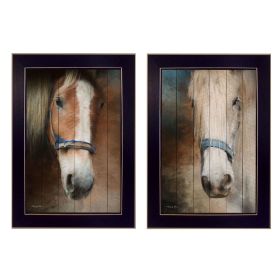 Black Framed "Two Horses Collection" 2 pc By Robin-Lee Vieira