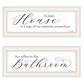 White Framed "Household Humor" 2 pc Vignette by Lori Deiter