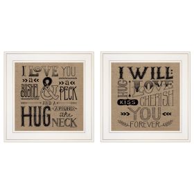 White Framed "Hugs / Forever" 2 pc Vignette by Deb Strain