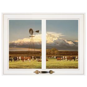 White "Summer Pastures (Holstein cows with windmill)" by Bonnie Mohr