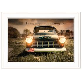 White Framed "Wrong Lane" by Robin-Lee Vieira, Ready to Hang