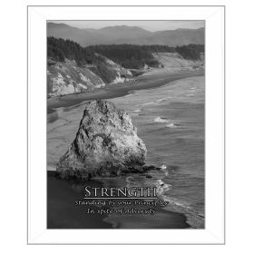 White Framed "Strength" By Trendy Decor4U, Printed Wall Art