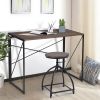 Brown Folding Computer Desk Writing Table, Steel Frame