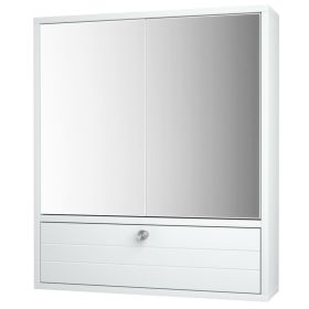 White Wood Bathroom Double Mirror Door, Storage Cabinet