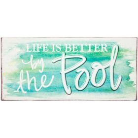 Tin Sign for Garden "Life is Better by the Pool" 7"x15" for Wall Art