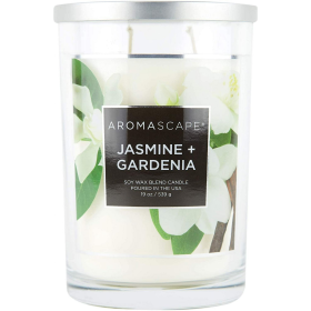 White Aromascape Jasmine & Gardenia, 19 oz Candle, 2-wick