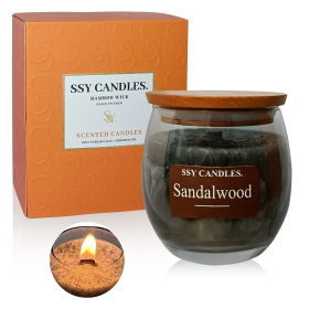 Sandalwood Scented Jar candles 7.9 oz - Wooden Wick