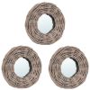 Mirrors 3 pcs 5.9" Handmade Wicker