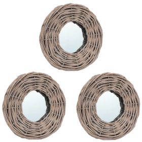 Mirrors 3 pcs 5.9" Handmade Wicker