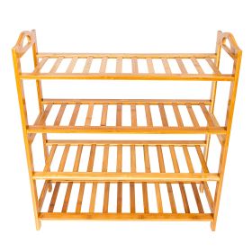 Light Wood Color Bamboo 4-Tier Shoe Rack, Shelf Storage