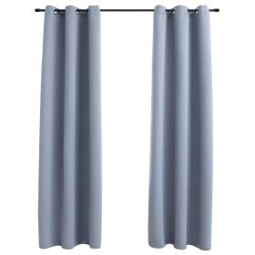 Blackout Curtains with Rings 2 pcs Gray 37"x 63" Fabric