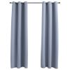 Blackout Curtains with Rings 2 pcs Gray 37"x 84" Fabric