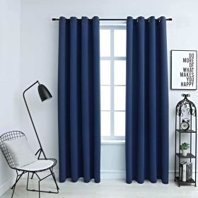 Blackout Curtains with Rings 2 pcs Navy Blue 54"x 95" Fabric