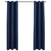 Blackout Curtains with Rings 2 pcs Navy Blue 37"x 84" Fabric