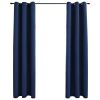 Blackout Curtains with Rings 2 pcs Navy Blue 37"x 95" Fabric