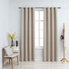 Blackout Curtains with Rings 2 pcs Beige 54"x 63" Fabric