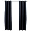 Blackout Curtains with Rings 2 pcs Black 37"x 63" Fabric