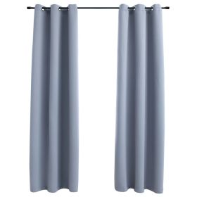 Blackout Curtains with Rings 2 pcs Gray 37"x 95" Fabric