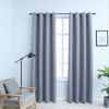 Blackout Curtains with Rings 2 pcs Gray 54"x 63" Fabric