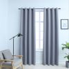 Blackout Curtains with Rings 2 pcs Gray 54"x 95" Fabric