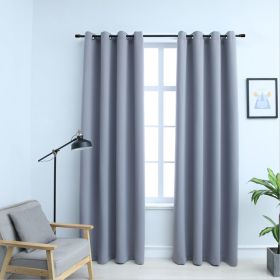 Blackout Curtains with Rings 2 pcs Gray 54"x 95" Fabric