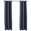 Blackout Curtains with Rings 2 pcs Anthracite 37"x 63" Fabric