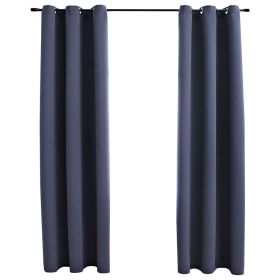 Blackout Curtains with Rings 2 pcs Anthracite 37"x 63" Fabric