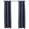 Blackout Curtains with Rings 2 pcs Anthracite 37"x 84" Fabric