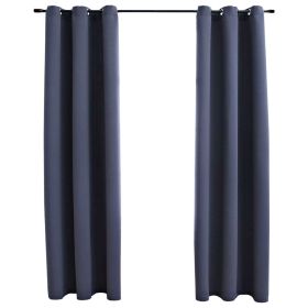 Blackout Curtains with Rings 2 pcs Anthracite 37"x 84" Fabric