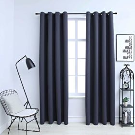 Blackout Curtains with Rings 2 pcs Anthracite 54"x 84" Fabric