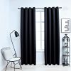 Blackout Curtains with Rings 2 pcs Black 54"x 63" Fabric