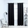 Blackout Curtains with Rings 2 pcs Black 54"x 95" Fabric