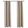 Blackout Curtains with Rings 2 pcs Beige 37"x 84" Fabric