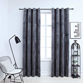 Blackout Curtains with Rings 2 pcs Anthracite 54"x 95" Velvet