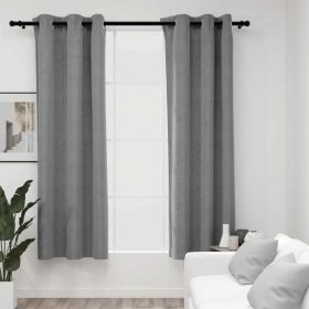 Blackout Curtains with Rings 2 pcs Gray 37"x 84" Velvet