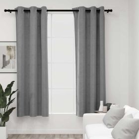 Blackout Curtains with Rings 2 pcs Gray 37"x 63" Velvet