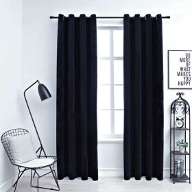 Blackout Curtains with Rings 2 pcs Black 54"x 63" Velvet