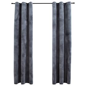 Blackout Curtains with Rings 2 pcs Anthracite 37"x 63" Velvet