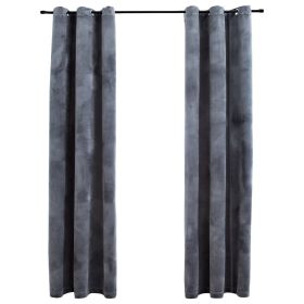 Blackout Curtains with Rings 2 pcs Anthracite 37"x 95" Velvet