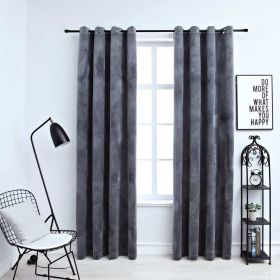 Blackout Curtains with Rings 2 pcs Anthracite 54"x 63" Velvet