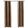 Blackout Curtains with Rings 2 pcs Beige 37"x 63" Velvet