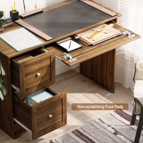 Wooden Vintage Computer Desk with 3 Drawers for Home