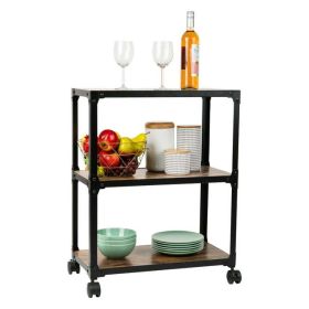 Black Charm 3 Shelf Mobile Kitchen Serving Cart