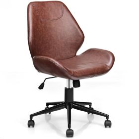 Office Brown Leisure Mid-back PU Upholstered Rolling Chair