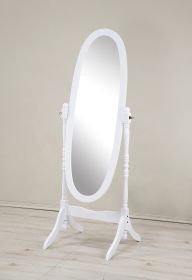 Traditional Queen Anna Style Wood Cheval Mirror, White Finish