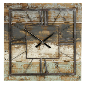 Weston Distressed Gray Iron Square Wall Clock