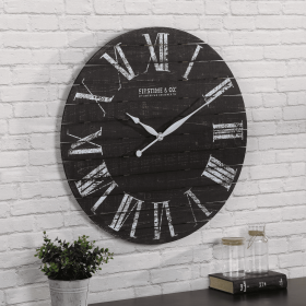 FirsTime & Co. Black Midnight Planks, Farmhouse, Clock, 29"