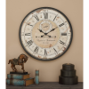 DecMode 32" Brown Wooden Distressed Clock with Typography