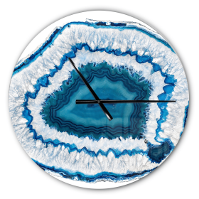 Designart 'Blue Agate Crystal' Metal Wall Clock  23"