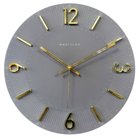 Westclox Contemporary 16" Analog -Gray, Raised Gold Numbers